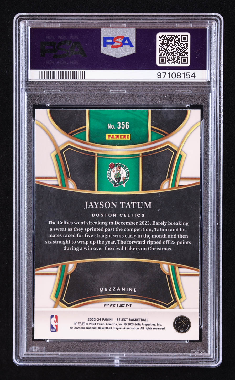 Jayson Tatum 2023-24 Select Prizms Tectonic #356 (PSA 10) at PristineAuction.com Jayson Tatum 2023-24 Select Prizms Tectonic #356 (PSA 10) at PristineAuction.com