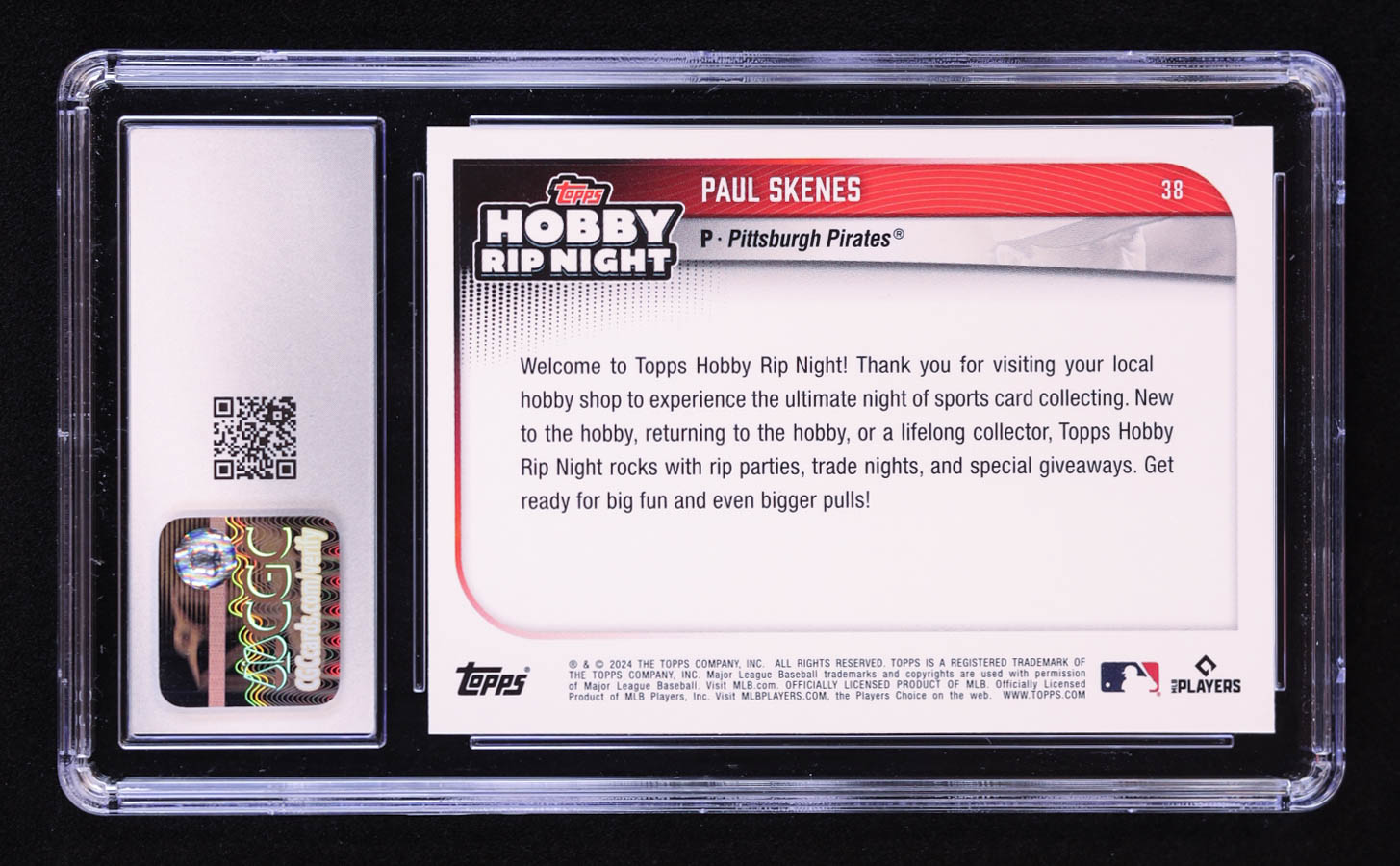 Paul Skenes 2024 Topps Hobby Rip Night #38 RC (CGC 9) at PristineAuction.com Paul Skenes 2024 Topps Hobby Rip Night #38 RC (CGC 9) at PristineAuction.com