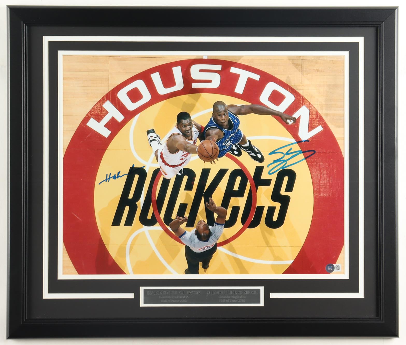 Shaquille O'Neal & Hakeem Olajuwon Signed Custom Framed Photo Display (Beckett) at PristineAuction.com Shaquille O'Neal & Hakeem Olajuwon Signed Custom Framed Photo Display (Beckett) at PristineAuction.com