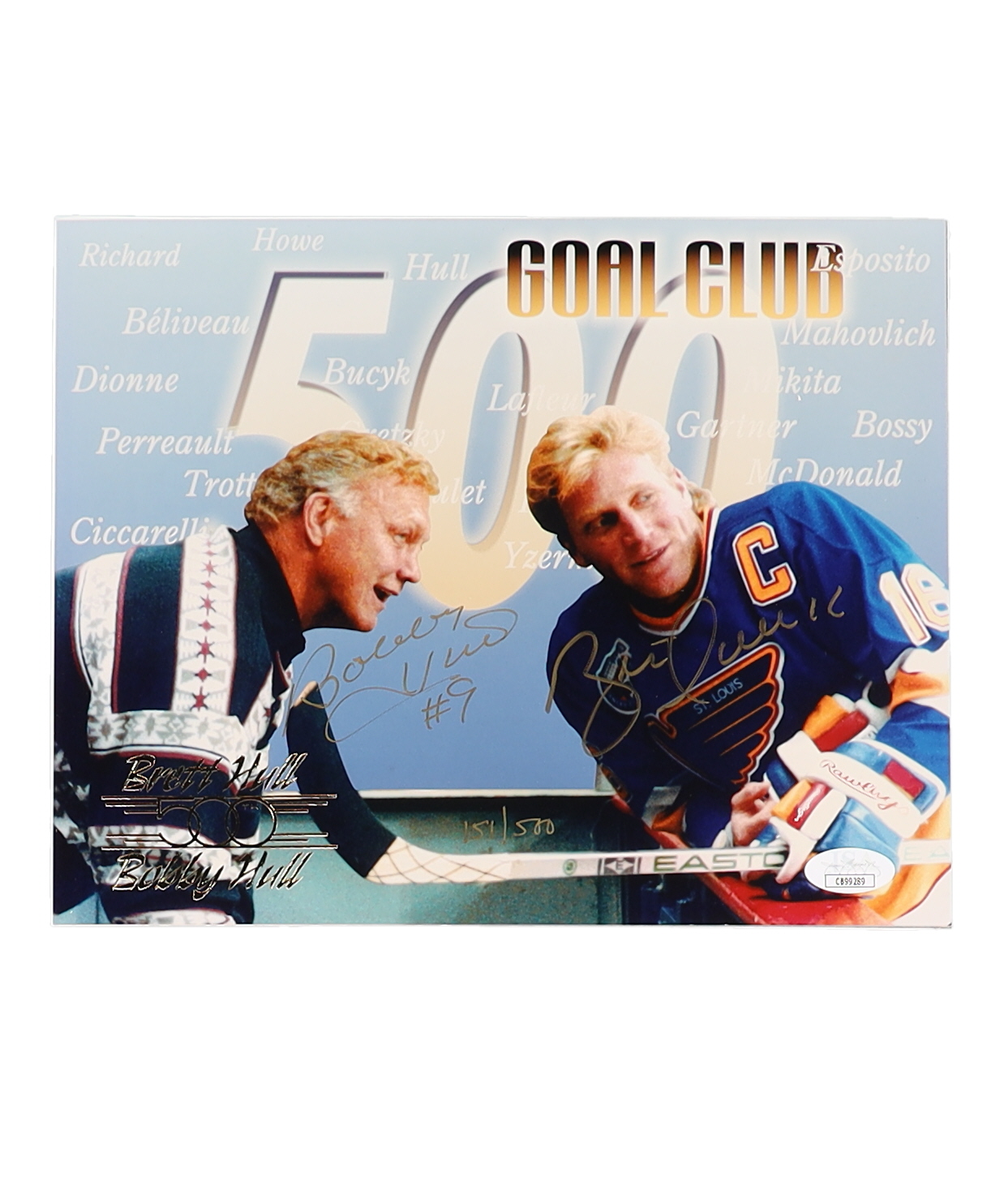 Bobby Hull & Brett Hull Signed LE "500 Goal Club" 8x10 Photo On Foam (JSA) at PristineAuction.com Bobby Hull & Brett Hull Signed LE "500 Goal Club" 8x10 Photo On Foam (JSA) at PristineAuction.com
