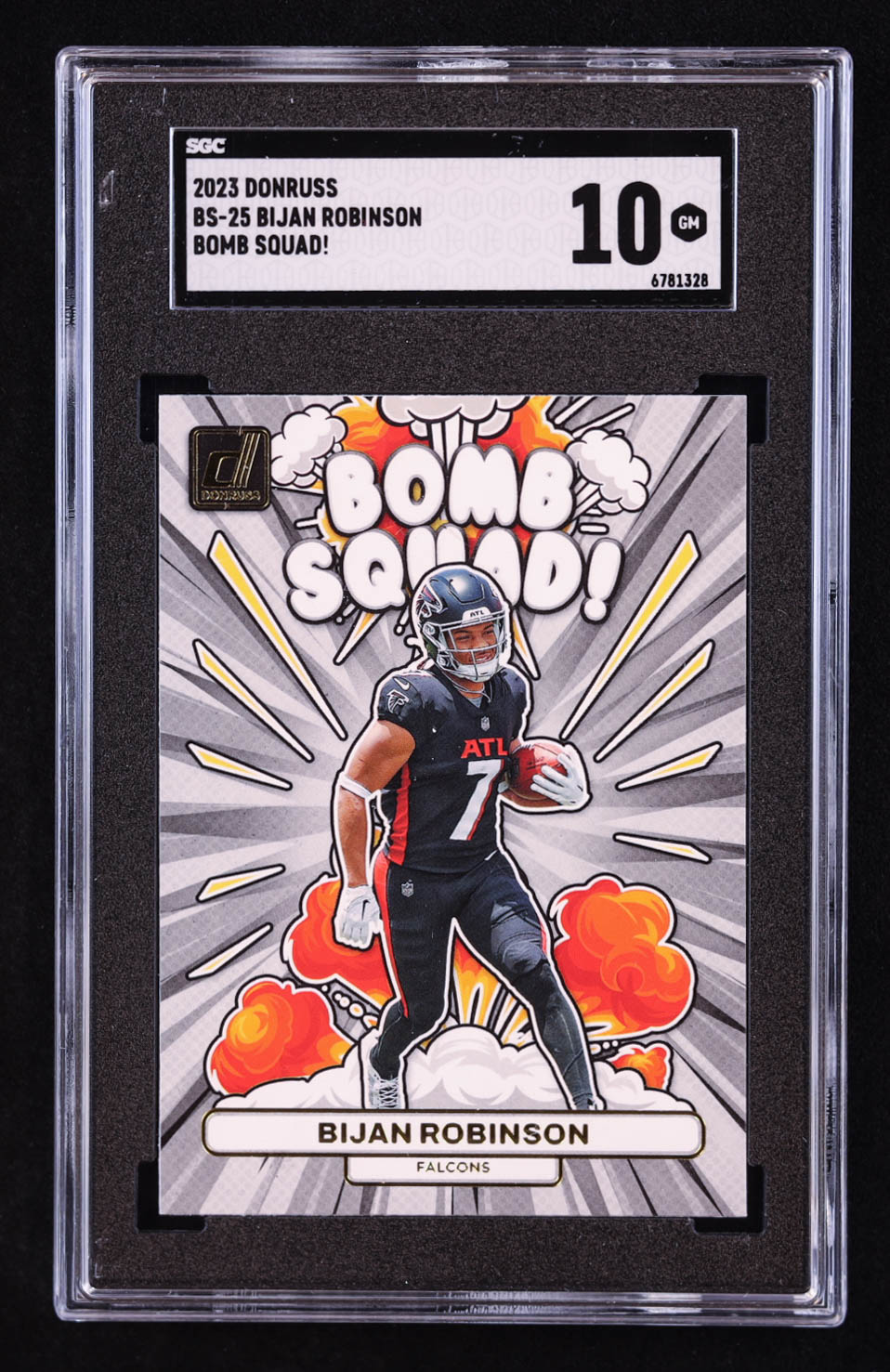 Bijan Robinson 2023 Donruss Bomb Squad #25 RC (SGC 10) at PristineAuction.com Bijan Robinson 2023 Donruss Bomb Squad #25 RC (SGC 10) at PristineAuction.com