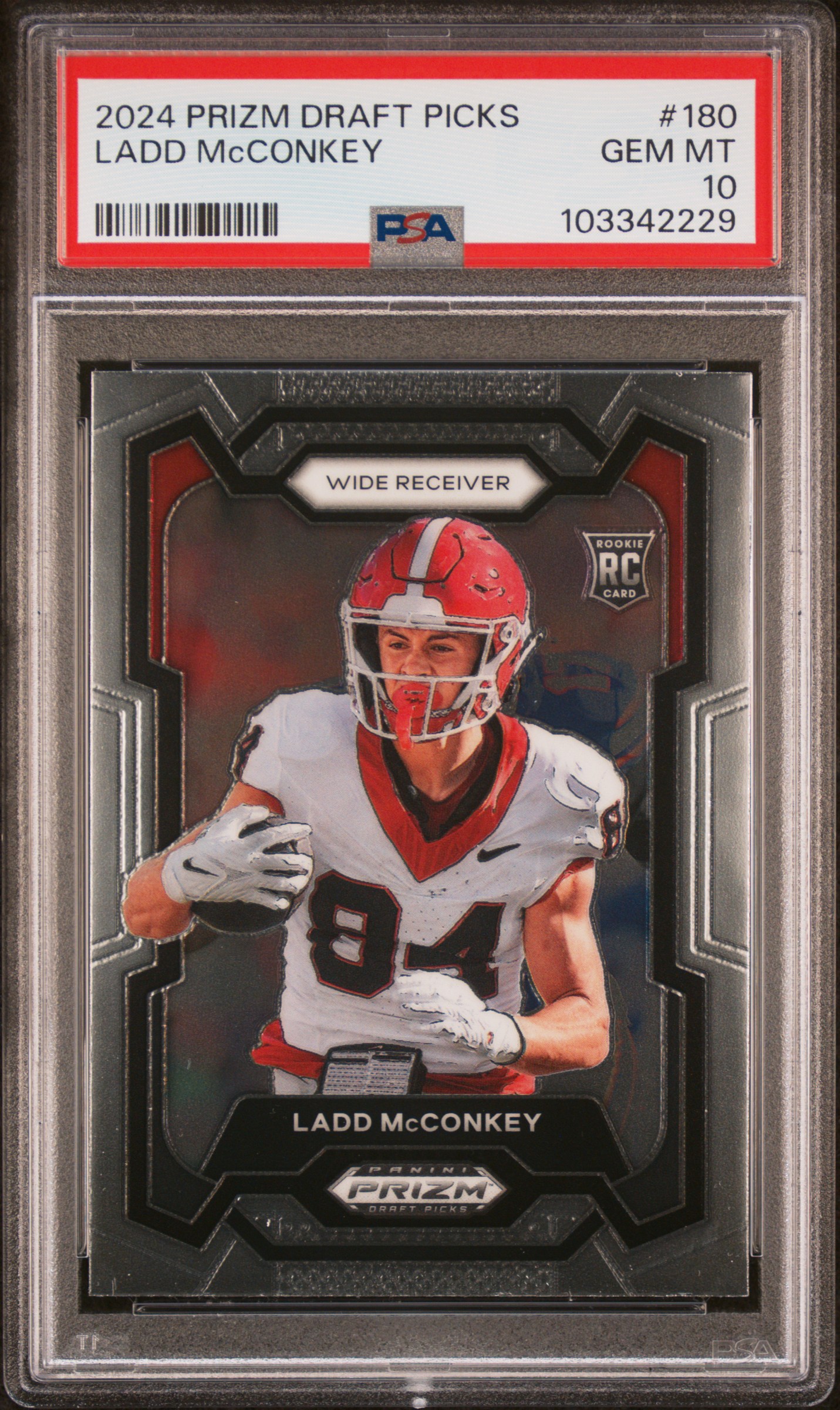 Ladd McConkey 2024 Panini Prizm Draft Picks #180 RC (PSA 10) at PristineAuction.com Ladd McConkey 2024 Panini Prizm Draft Picks #180 RC (PSA 10) at PristineAuction.com