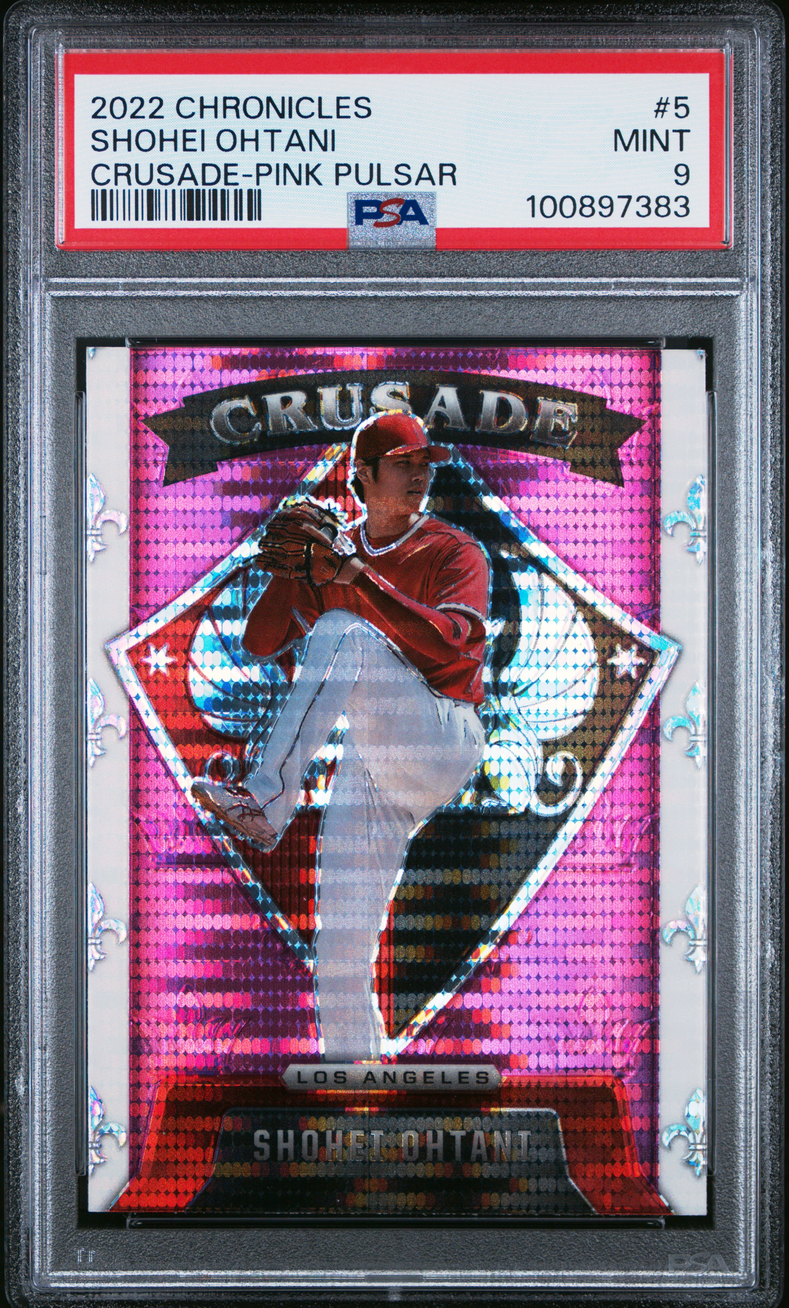 Shohei Ohtani 2022 Chronicles Crusade Pink Pulsar #5 (PSA 9) at PristineAuction.com Shohei Ohtani 2022 Chronicles Crusade Pink Pulsar #5 (PSA 9) at PristineAuction.com