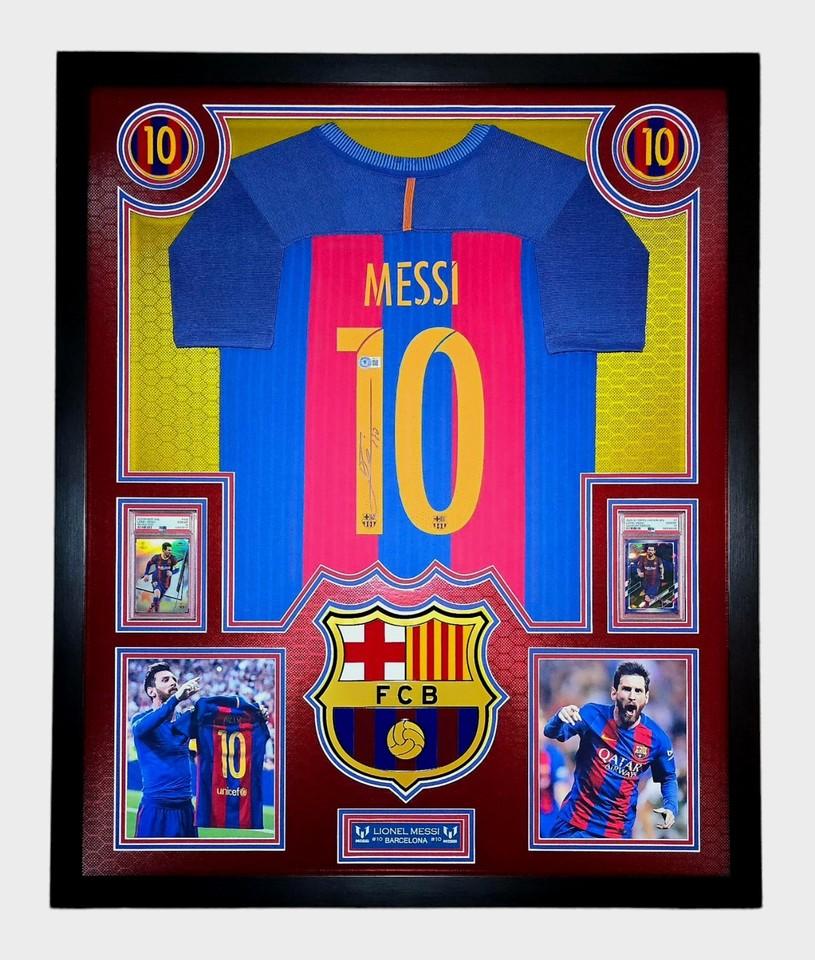 Custon Led Array Lionel Messi Signed Barcelona Custom Framed Jersey with LED Display ...