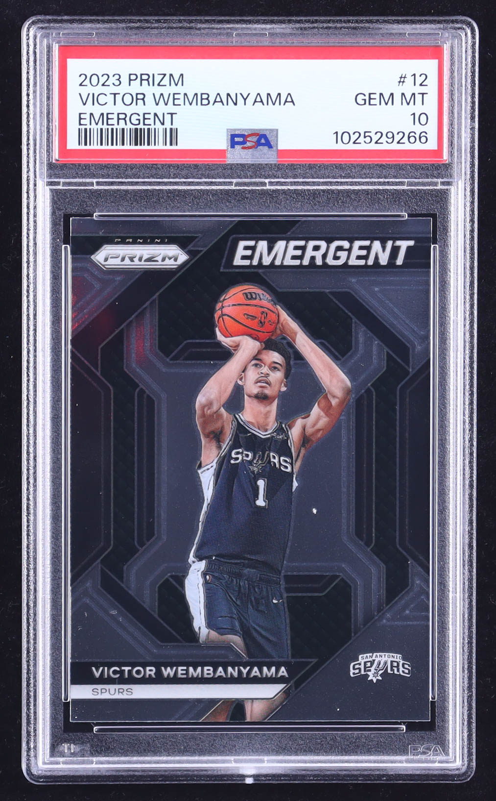 Victor Wembanyama 2023-24 Panini Prizm Emergent #12 RC (PSA 10) at PristineAuction.com Victor Wembanyama 2023-24 Panini Prizm Emergent #12 RC (PSA 10) at PristineAuction.com