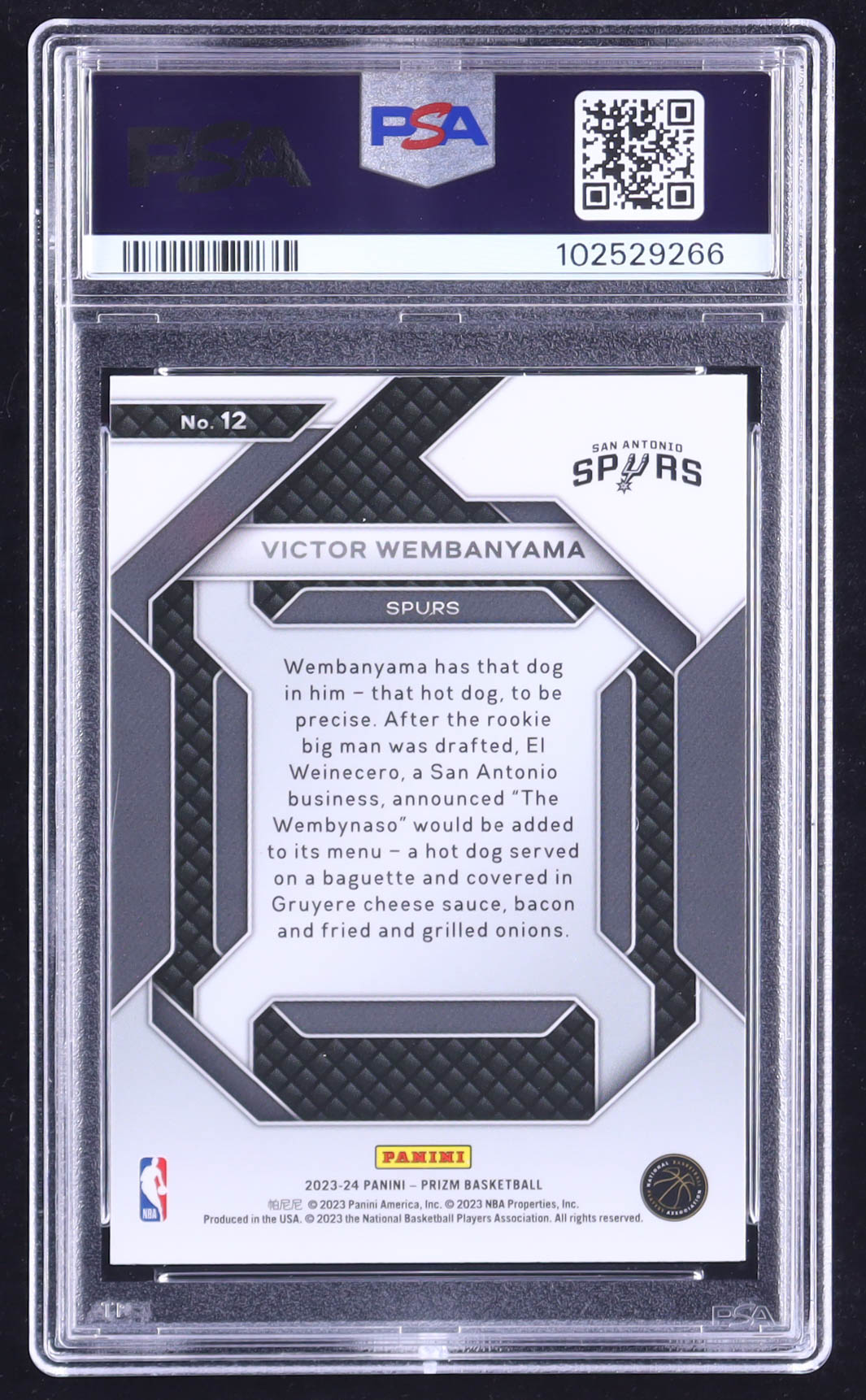 Victor Wembanyama 2023-24 Panini Prizm Emergent #12 RC (PSA 10) at PristineAuction.com Victor Wembanyama 2023-24 Panini Prizm Emergent #12 RC (PSA 10) at PristineAuction.com