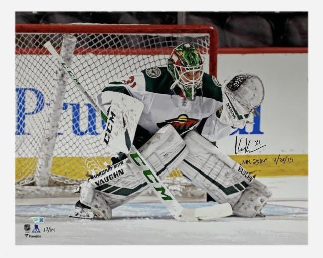 Kaapo Kahkonen Signed LE Wild 16x20 Photo Inscribed "NHL Debut 11/26/19" (Fanatics) at PristineAuction.com Kaapo Kahkonen Signed LE Wild 16x20 Photo Inscribed "NHL Debut 11/26/19" (Fanatics) at PristineAuction.com