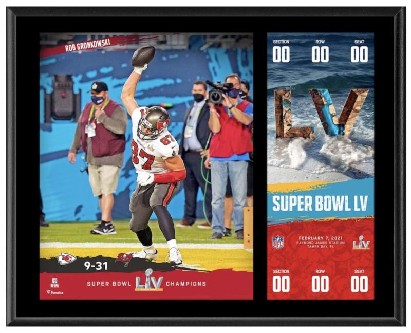 Rob Gronkowski Buccaneers Sublimated Player Plaque with Replica Super Bowl Ticket at PristineAuction.com Rob Gronkowski Buccaneers Sublimated Player Plaque with Replica Super Bowl Ticket at PristineAuction.com