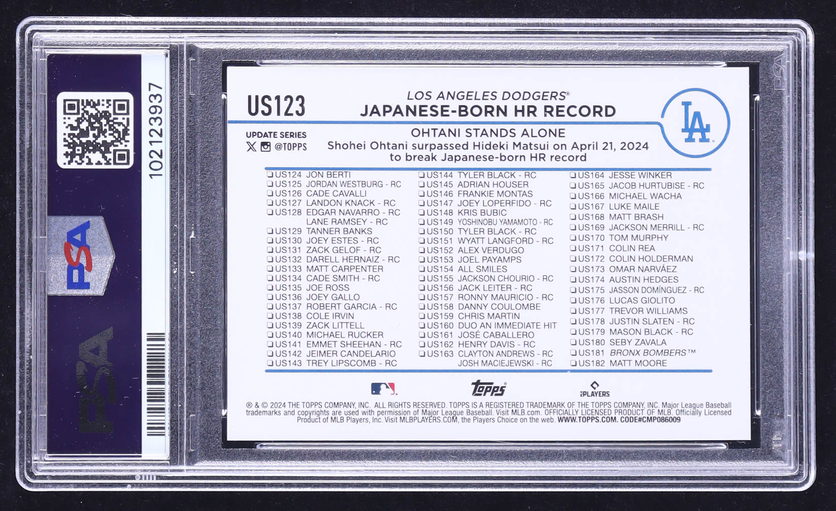 Shohei Ohtani 2024 Topps Update #US123 HL (PSA 10) at PristineAuction.com Shohei Ohtani 2024 Topps Update #US123 HL (PSA 10) at PristineAuction.com