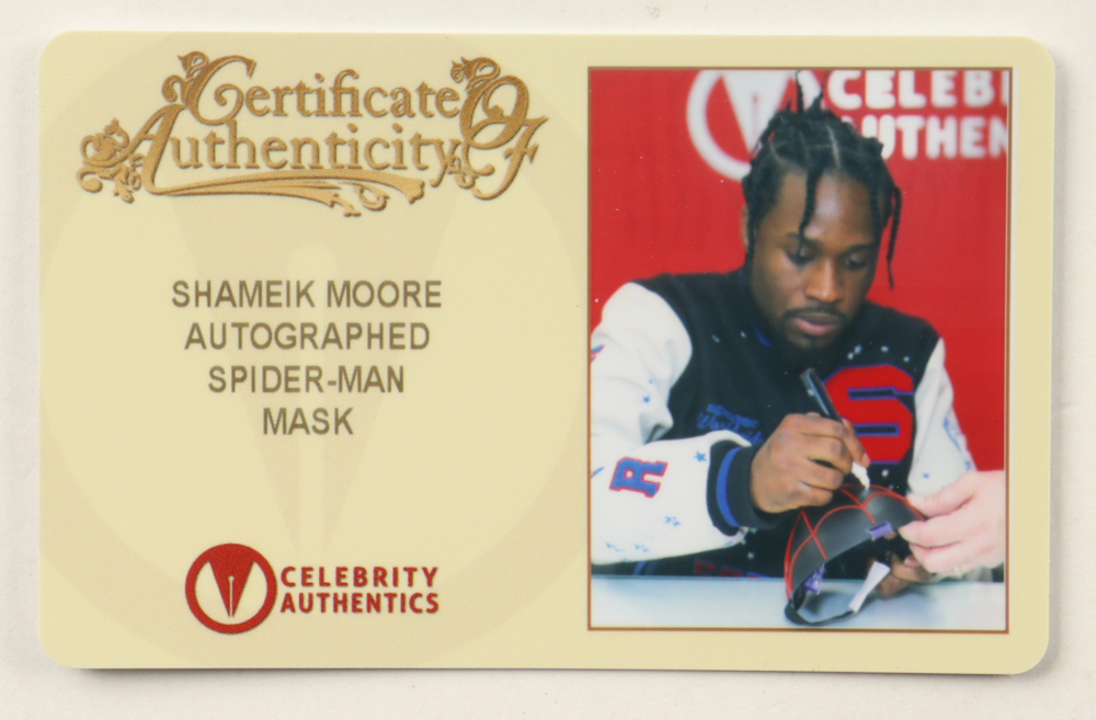 Shameik Moore Signed "Spider-Man Into The Spider-Verse" Miles Morales Full-Size Mask (Celebrity Authentics) at PristineAuction.com Shameik Moore Signed "Spider-Man Into The Spider-Verse" Miles Morales Full-Size Mask (Celebrity Authentics) at PristineAuction.com