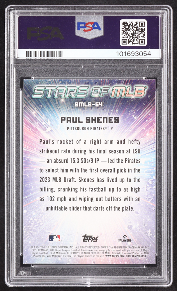 Paul Skenes 2024 Topps Stars of MLB #SMLB64 RC (PSA 10) at PristineAuction.com Paul Skenes 2024 Topps Stars of MLB #SMLB64 RC (PSA 10) at PristineAuction.com