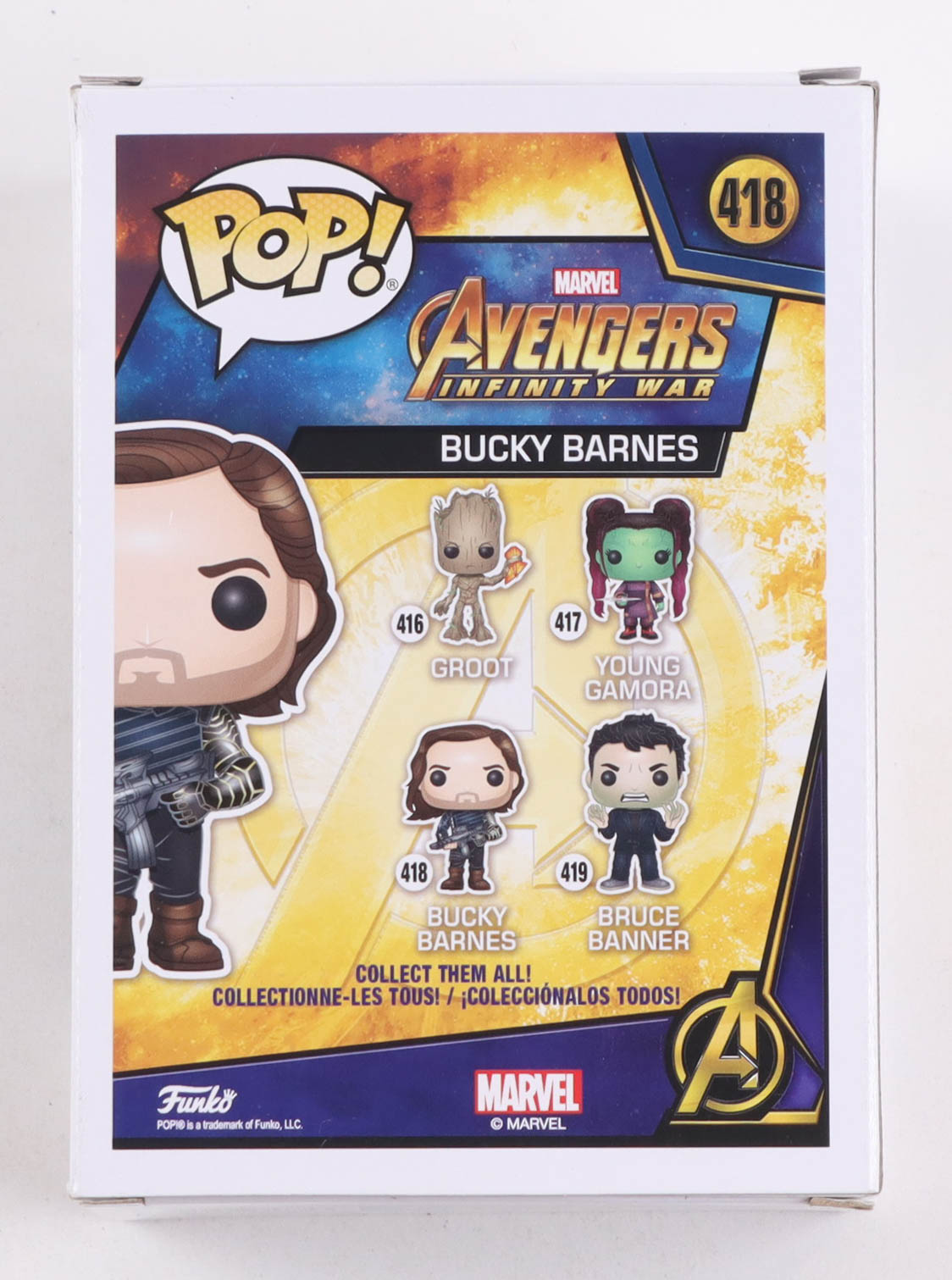 Sebastian Stan Signed "The Avengers: Infinity War" #418 Bucky Barnes Bobble-Head Funko Pop! Vinyl Figure (ACOA) at PristineAuction.com Sebastian Stan Signed "The Avengers: Infinity War" #418 Bucky Barnes Bobble-Head Funko Pop! Vinyl Figure (ACOA) at PristineAuction.com