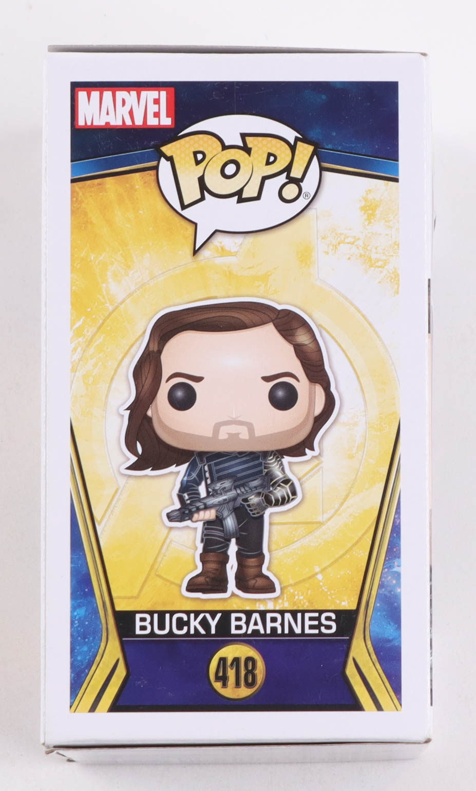Sebastian Stan Signed "The Avengers: Infinity War" #418 Bucky Barnes Bobble-Head Funko Pop! Vinyl Figure (ACOA) at PristineAuction.com Sebastian Stan Signed "The Avengers: Infinity War" #418 Bucky Barnes Bobble-Head Funko Pop! Vinyl Figure (ACOA) at PristineAuction.com