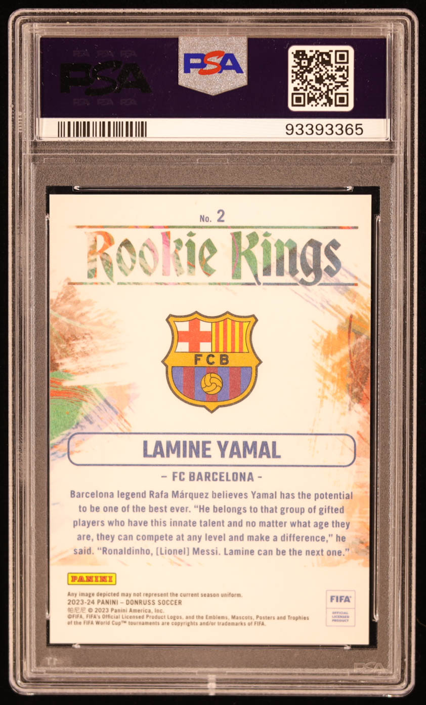 Lamine Yamal 2023-24 Donruss Rookie Kings #2 RC (PSA 10) at PristineAuction.com Lamine Yamal 2023-24 Donruss Rookie Kings #2 RC (PSA 10) at PristineAuction.com