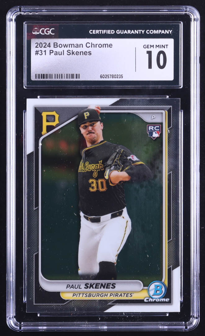 Paul Skenes 2024 Bowman Chrome #31 RC (CGC 10) at PristineAuction.com Paul Skenes 2024 Bowman Chrome #31 RC (CGC 10) at PristineAuction.com