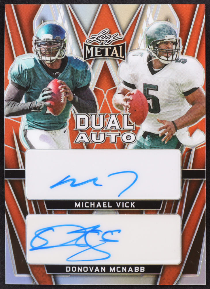 Michael Vick / Donovan McNabb 2024 Leaf Metal Dual Auto Prismatic Silver #DA21 #3/4