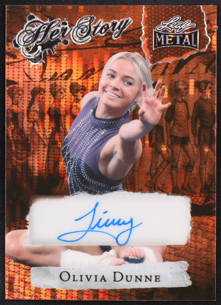 Olivia Dunne 2024 Leaf Metal Her Story Autograph Pulsar Orange #HSOD1 #1/3 at PristineAuction.com Olivia Dunne 2024 Leaf Metal Her Story Autograph Pulsar Orange #HSOD1 #1/3 at PristineAuction.com