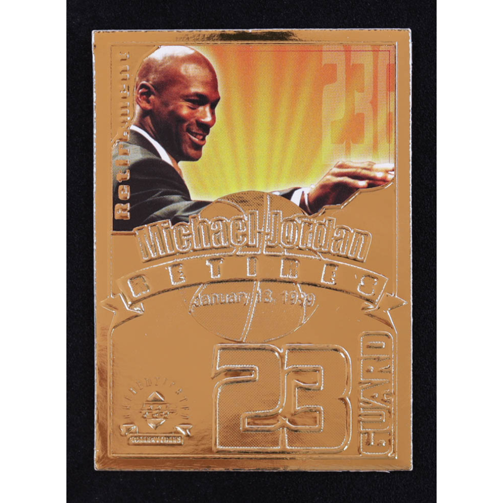 Michael Jordan 1999 Upper Deck 22K Gold Michael Jordan #1 / Retires #/9,923 at PristineAuction.com