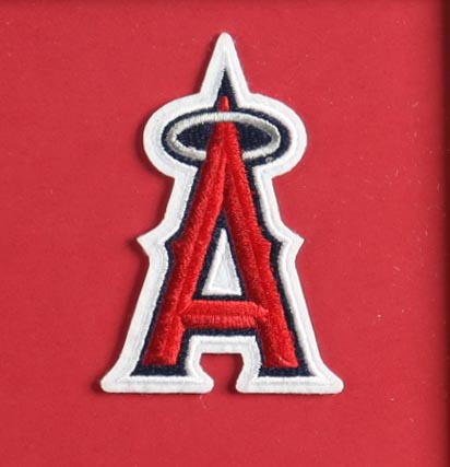 Mike Trout Custom Framed Jersey Display With Team Logo Pin & (2) Cloth Team Logo Patches at PristineAuction.com Mike Trout Custom Framed Jersey Display With Team Logo Pin & (2) Cloth Team Logo Patches at PristineAuction.com