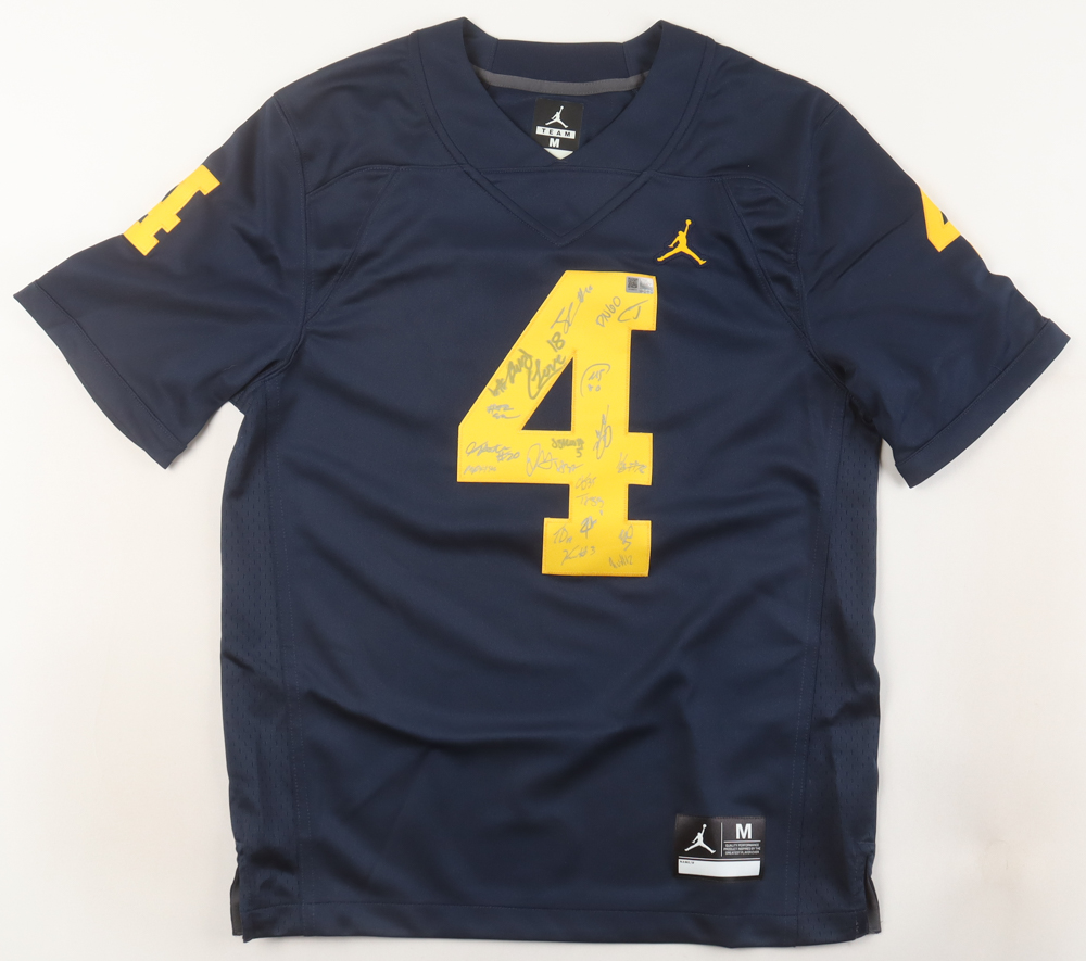 2023 Michigan Wolverines Team-Signed Jersey By (19) With Colston Loveland, Cornelius Johnson, Roman Wilson (Top Tier) at PristineAuction.com 2023 Michigan Wolverines Team-Signed Jersey By (19) With Colston Loveland, Cornelius Johnson, Roman Wilson (Top Tier) at PristineAuction.com