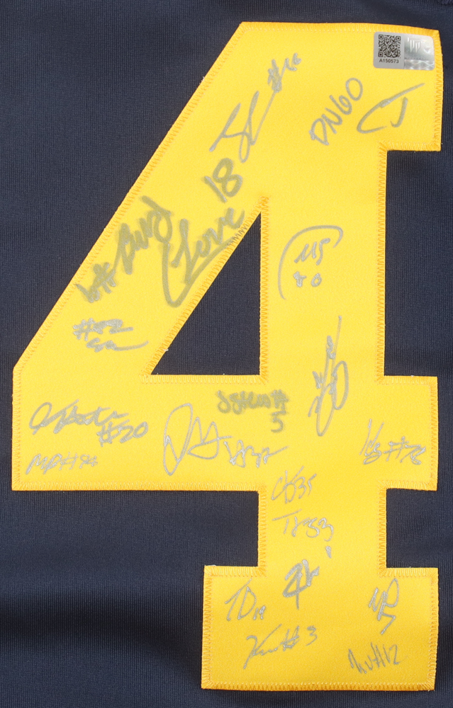 2023 Michigan Wolverines Team-Signed Jersey By (19) With Colston Loveland, Cornelius Johnson, Roman Wilson (Top Tier) at PristineAuction.com 2023 Michigan Wolverines Team-Signed Jersey By (19) With Colston Loveland, Cornelius Johnson, Roman Wilson (Top Tier) at PristineAuction.com