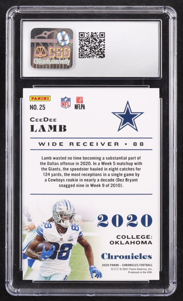 CeeDee Lamb 2020 Panini Chronicles #25 RC (CSG 10) at PristineAuction.com CeeDee Lamb 2020 Panini Chronicles #25 RC (CSG 10) at PristineAuction.com