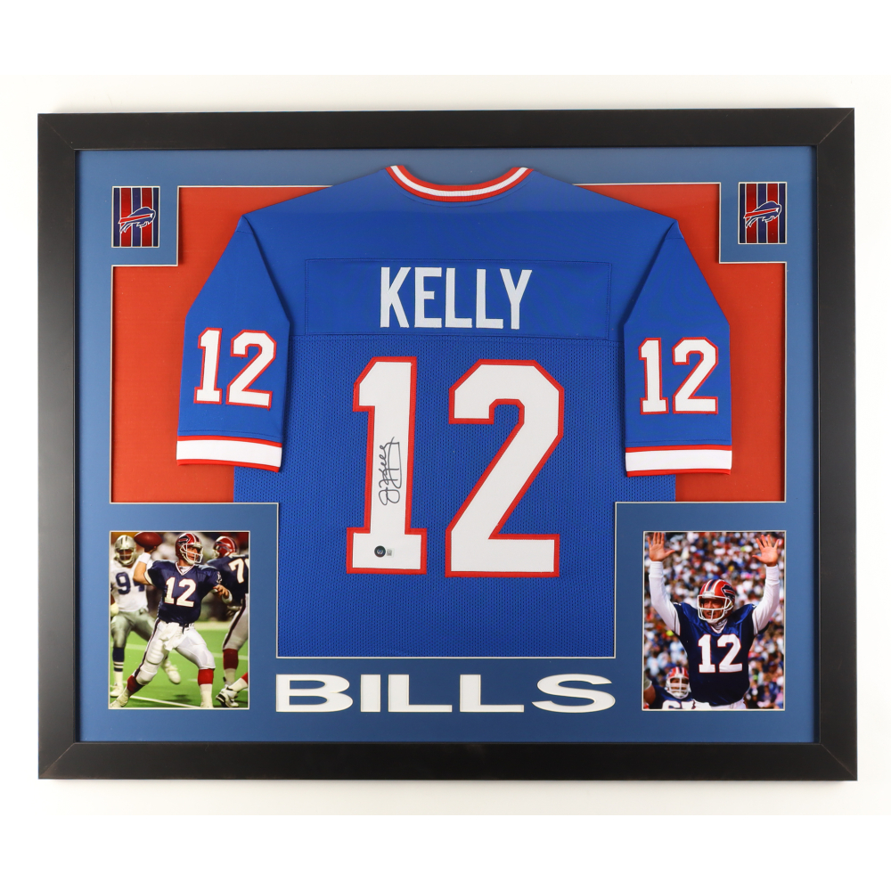 Jim Kelly Signed Custom Framed Jersey Display (Beckett) at PristineAuction.com