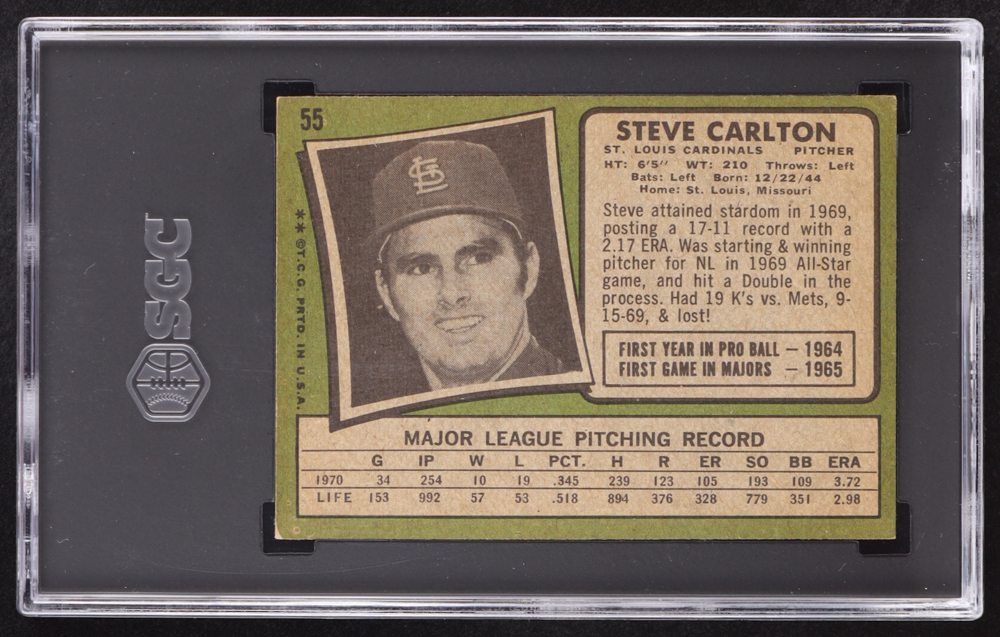 Steve Carlton 1971 Topps #55 (SGC 5) at PristineAuction.com Steve Carlton 1971 Topps #55 (SGC 5) at PristineAuction.com