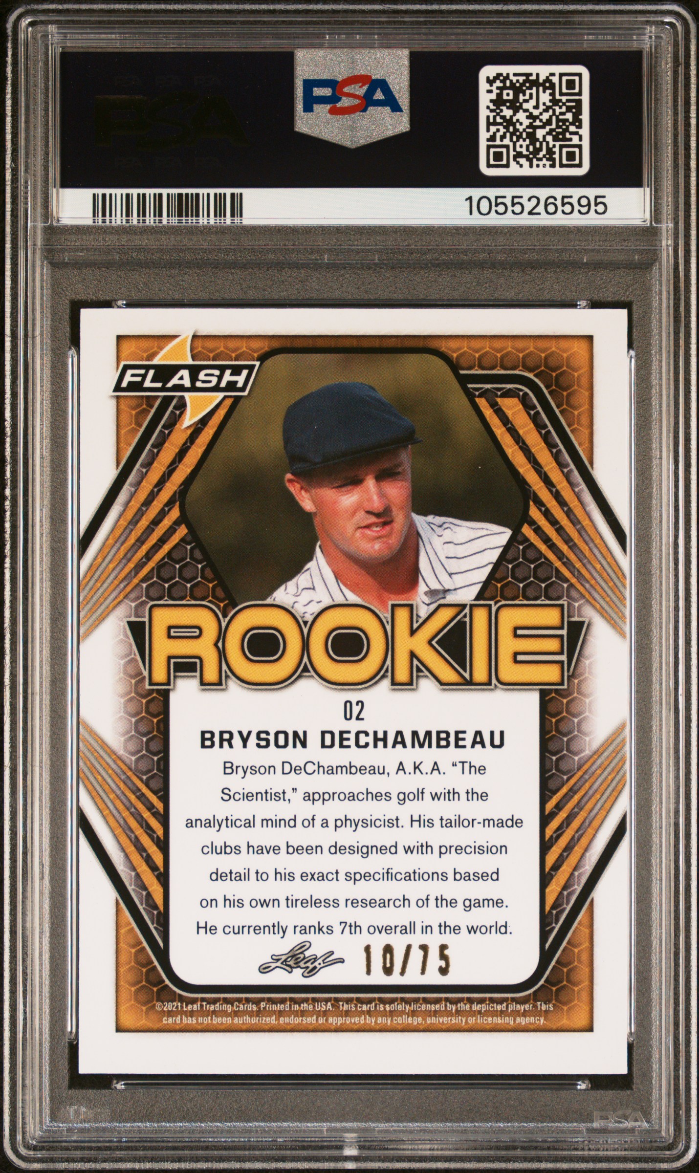 Bryson DeChambeau 2021 Leaf Flash Purple #2 #10/75 (PSA 9) at PristineAuction.com Bryson DeChambeau 2021 Leaf Flash Purple #2 #10/75 (PSA 9) at PristineAuction.com