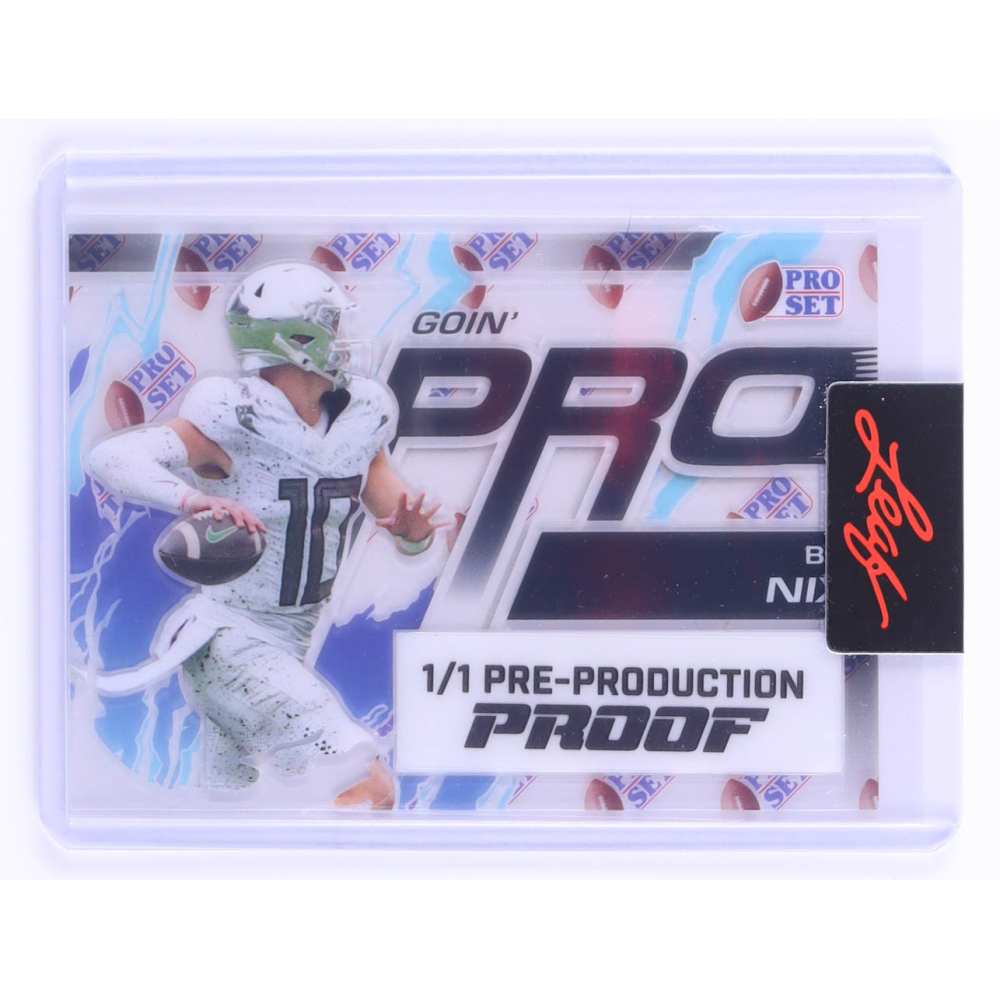 Bo Nix 2024 Pro Set Goin' Pro Pre-Production Proof Clear RC #1/1 at PristineAuction.com