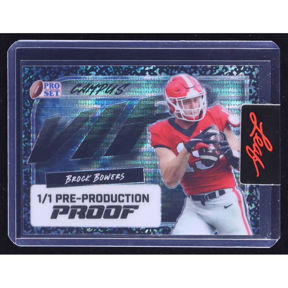 Brock Bowers 2024 Pro Set Campus VIP Pre-Production Proof Pulsar Earth RC #1/1 at PristineAuction.com