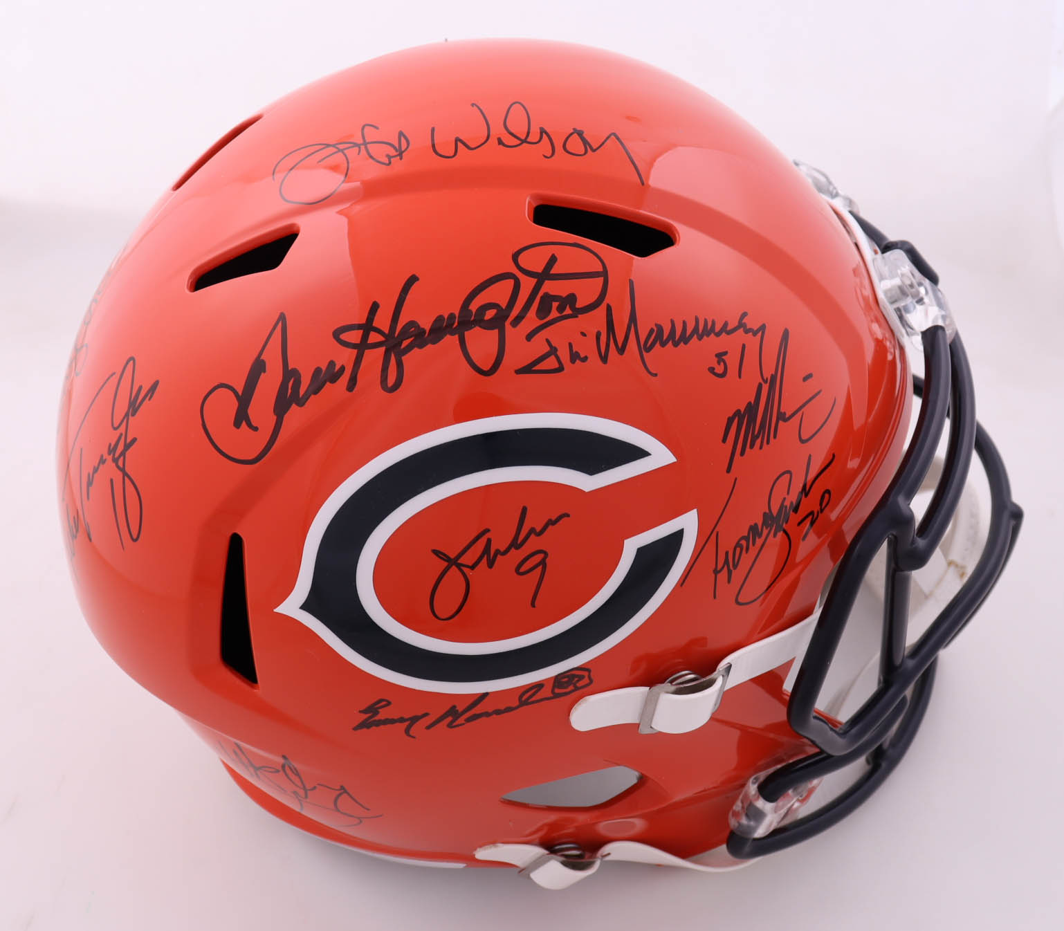 Bears Full-Size Speed Helmet Team-Signed By (10) With Dan Hampton, Mike Singletary, Jim McMahon, Matt Suhey (JSA) at PristineAuction.com Bears Full-Size Speed Helmet Team-Signed By (10) With Dan Hampton, Mike Singletary, Jim McMahon, Matt Suhey (JSA) at PristineAuction.com