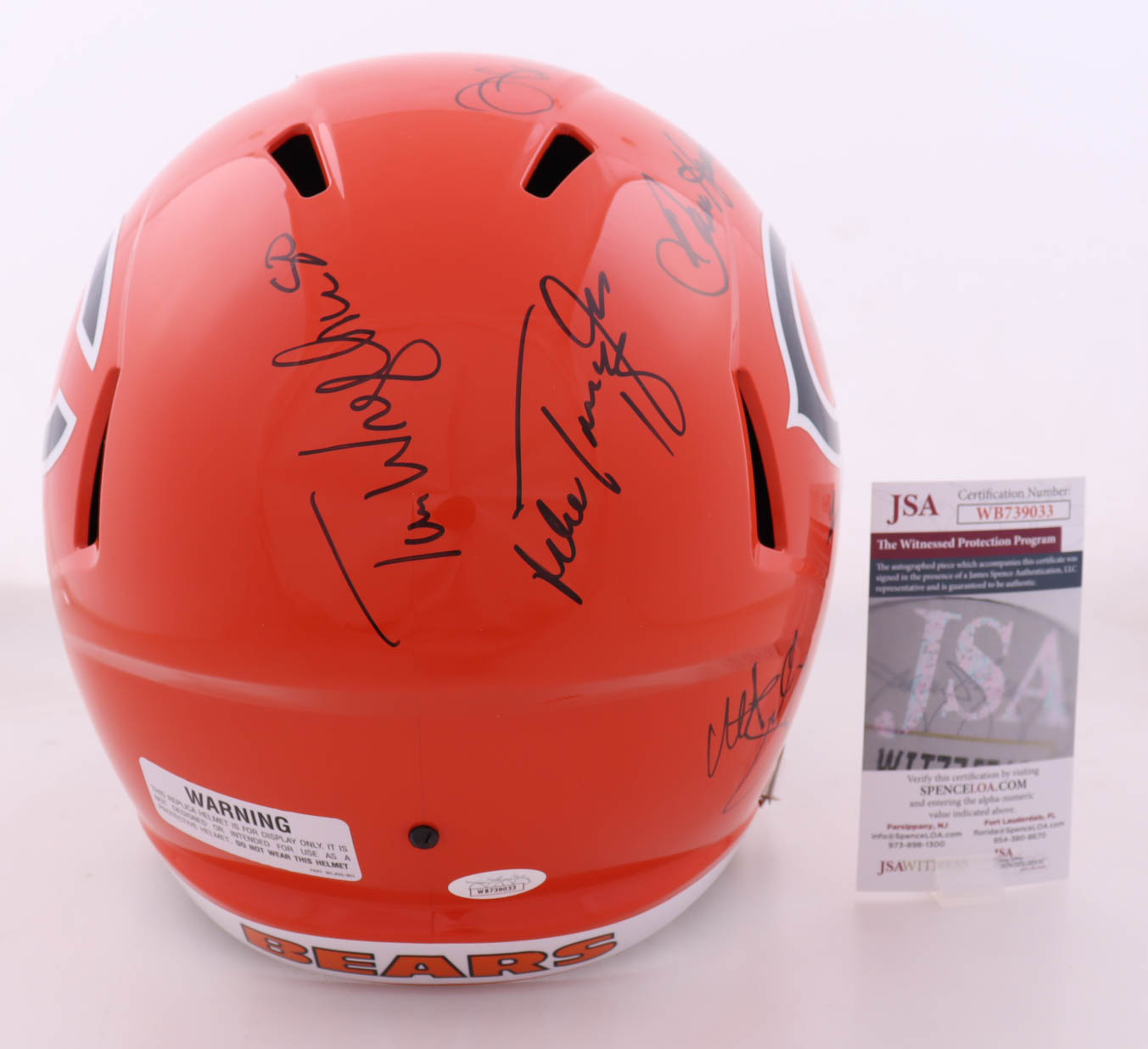 Bears Full-Size Speed Helmet Team-Signed By (10) With Dan Hampton, Mike Singletary, Jim McMahon, Matt Suhey (JSA) at PristineAuction.com Bears Full-Size Speed Helmet Team-Signed By (10) With Dan Hampton, Mike Singletary, Jim McMahon, Matt Suhey (JSA) at PristineAuction.com