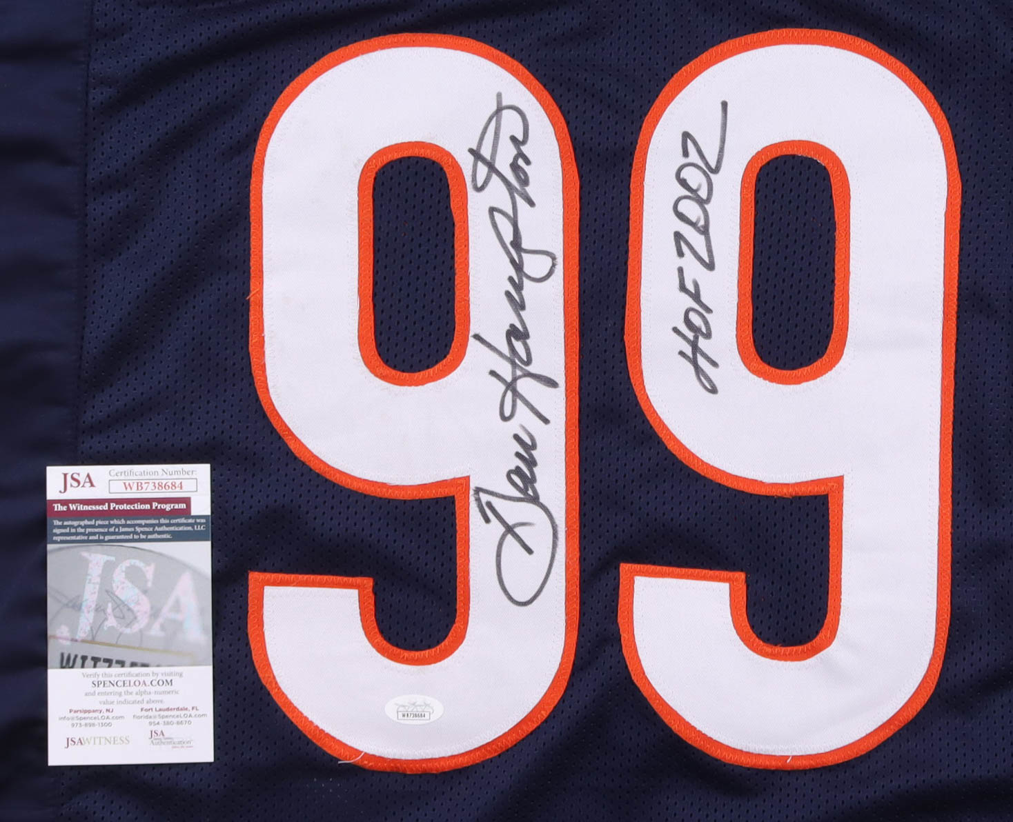 Dan Hampton Signed Jersey Inscribed "HOF 2002" (JSA) at PristineAuction.com Dan Hampton Signed Jersey Inscribed "HOF 2002" (JSA) at PristineAuction.com