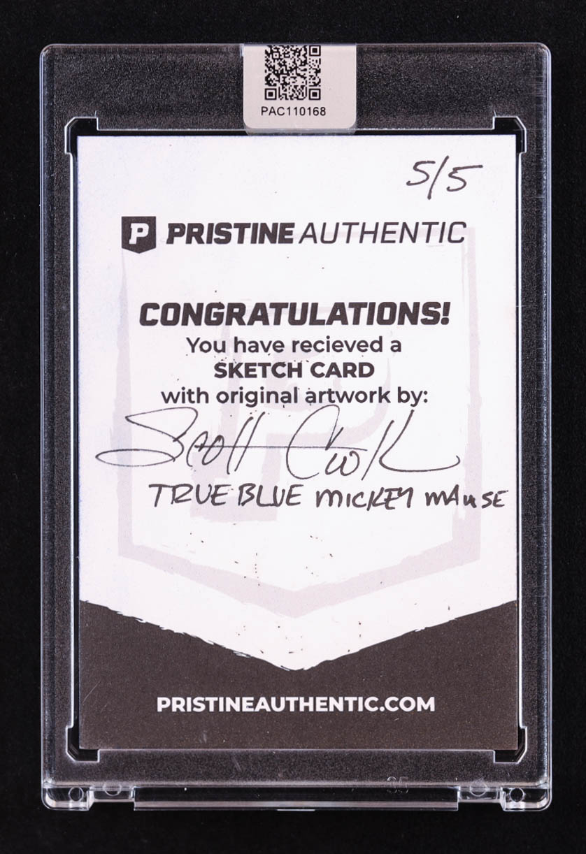True Blue Mickey Mause Disney Original Art Sketch Card By Scott 