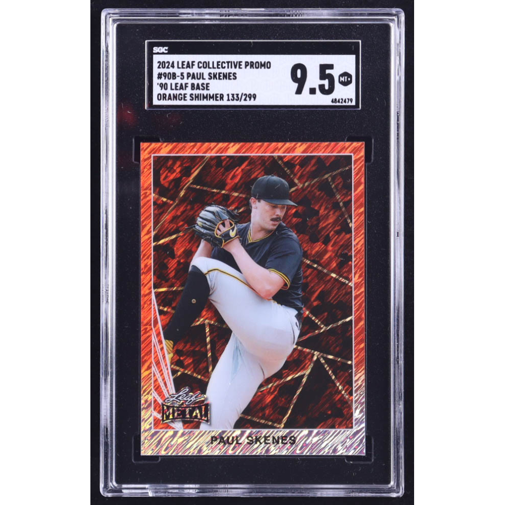 Paul Skenes 2024 Leaf '90 Leaf Base Collective Promo Orange Shimmer #90B5 RC #133/299 (SGC 9.5) at PristineAuction.com