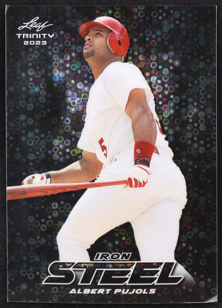 Albert Pujols 2023 Leaf Trinity Mega Box Steel Iron Donut Circles Black #S3 #1/3 at PristineAuction.com Albert Pujols 2023 Leaf Trinity Mega Box Steel Iron Donut Circles Black #S3 #1/3 at PristineAuction.com