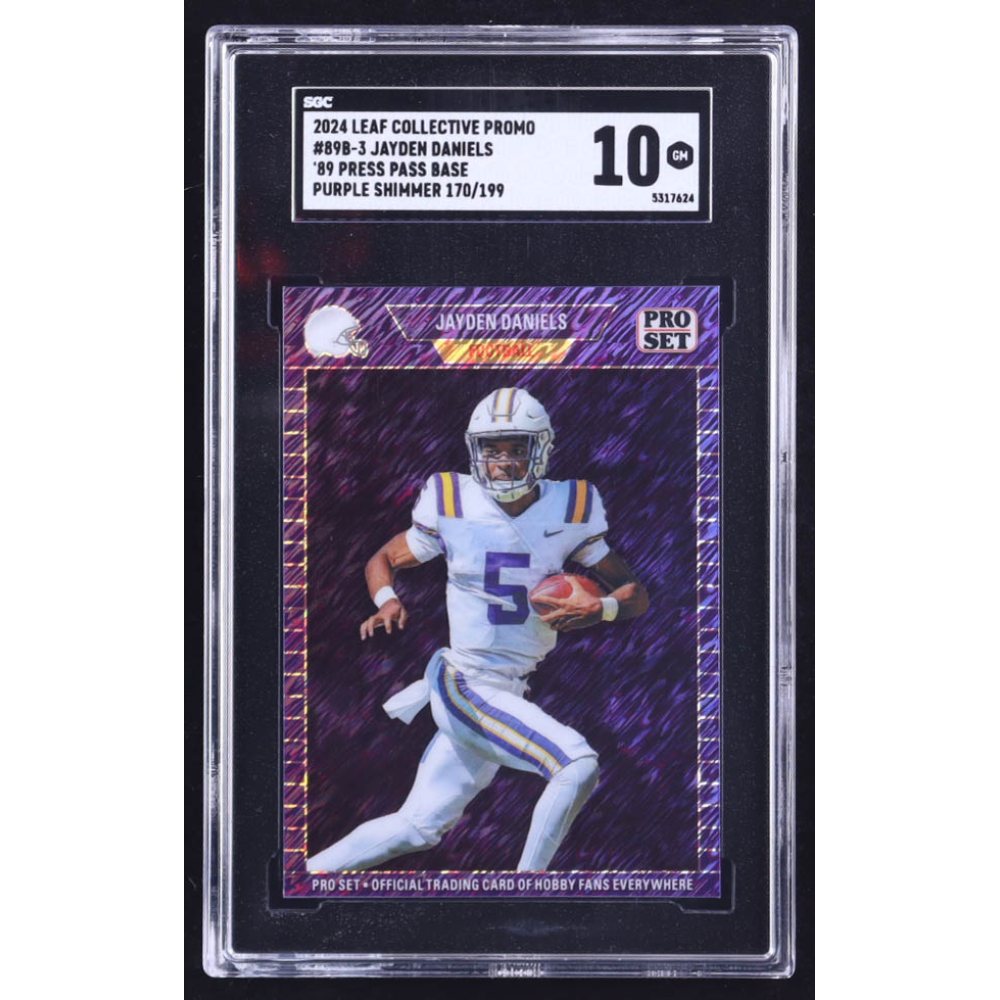 Jayden Daniels 2024 Leaf '89 Pro Set Base Collective Promo Purple Shimmer #89B3 RC #170/199 (SGC 10) at PristineAuction.com