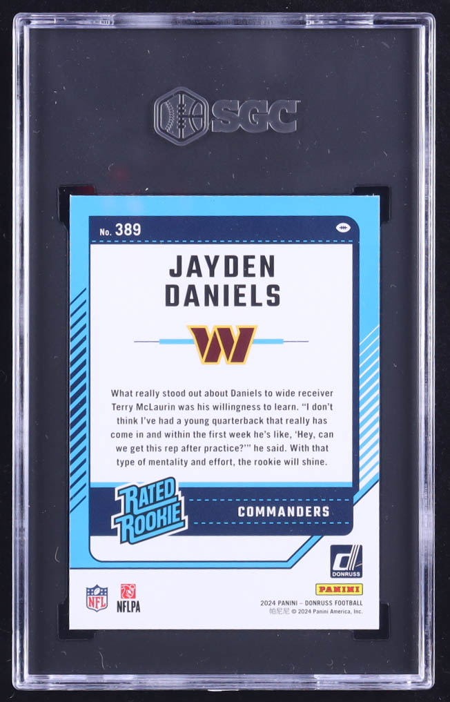 Jayden Daniels 2024 Donruss #389 RR RC (SGC 9.5) at PristineAuction.com Jayden Daniels 2024 Donruss #389 RR RC (SGC 9.5) at PristineAuction.com