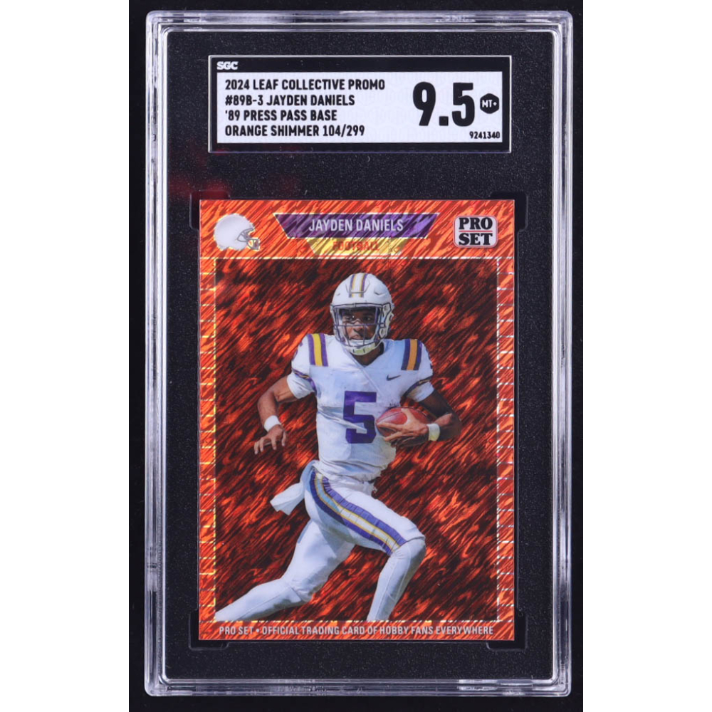 Jayden Daniels 2024 Leaf '89 Pro Set Base Collective Promo Orange Shimmer #89B3 RC #104/299 (SGC 9.5) at PristineAuction.com