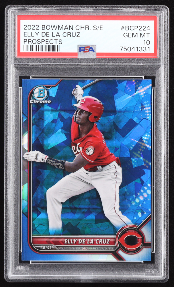 Elly De La Cruz 2022 Bowman Chrome Prospects Sapphire #BCP224 RC (PSA 10) at PristineAuction.com Elly De La Cruz 2022 Bowman Chrome Prospects Sapphire #BCP224 RC (PSA 10) at PristineAuction.com