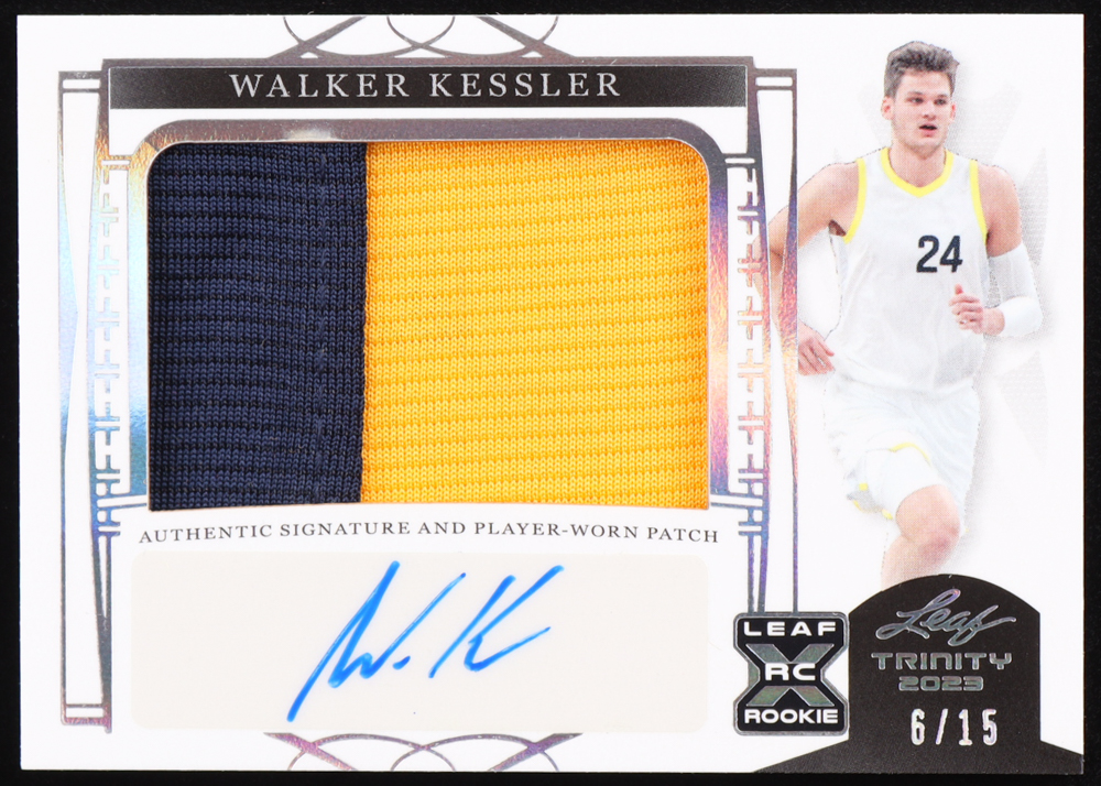 Walker Kessler 2023 Leaf Trinity Patch Autographs Holo Silver #PAWK1 #06/15 RC at PristineAuction.com Walker Kessler 2023 Leaf Trinity Patch Autographs Holo Silver #PAWK1 #06/15 RC at PristineAuction.com
