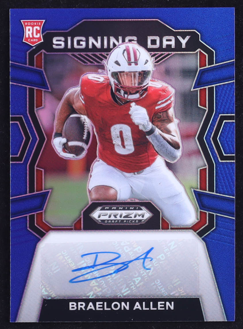 Braelon Allen 2024 Panini Prizm Draft Picks Signing Day Blue #7 RC #90/149 at PristineAuction.com Braelon Allen 2024 Panini Prizm Draft Picks Signing Day Blue #7 RC #90/149 at PristineAuction.com
