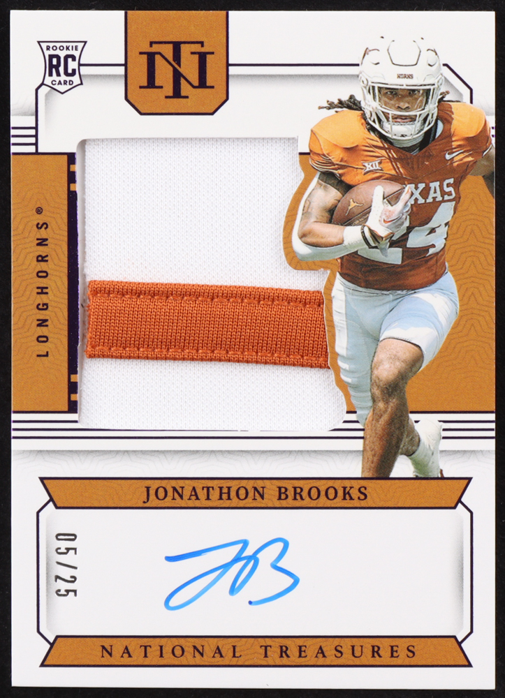 Jonathon Brooks 2024 Panini National Treasures Collegiate College Silhouettes Signatures Purple #7 RC #05/25 at PristineAuction.com Jonathon Brooks 2024 Panini National Treasures Collegiate College Silhouettes Signatures Purple #7 RC #05/25 at PristineAuction.com