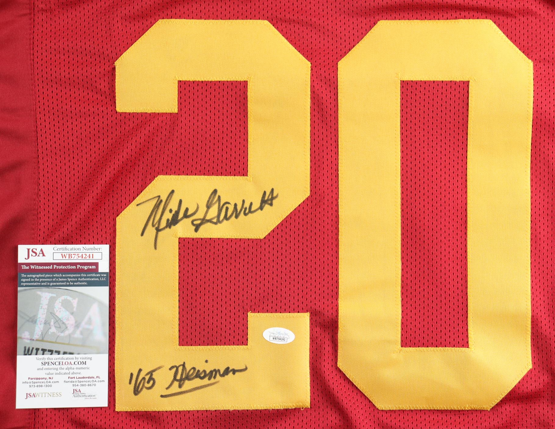 Mike Garrett Signed Jersey Inscribed "65 Heisman" (JSA) at PristineAuction.com Mike Garrett Signed Jersey Inscribed "65 Heisman" (JSA) at PristineAuction.com