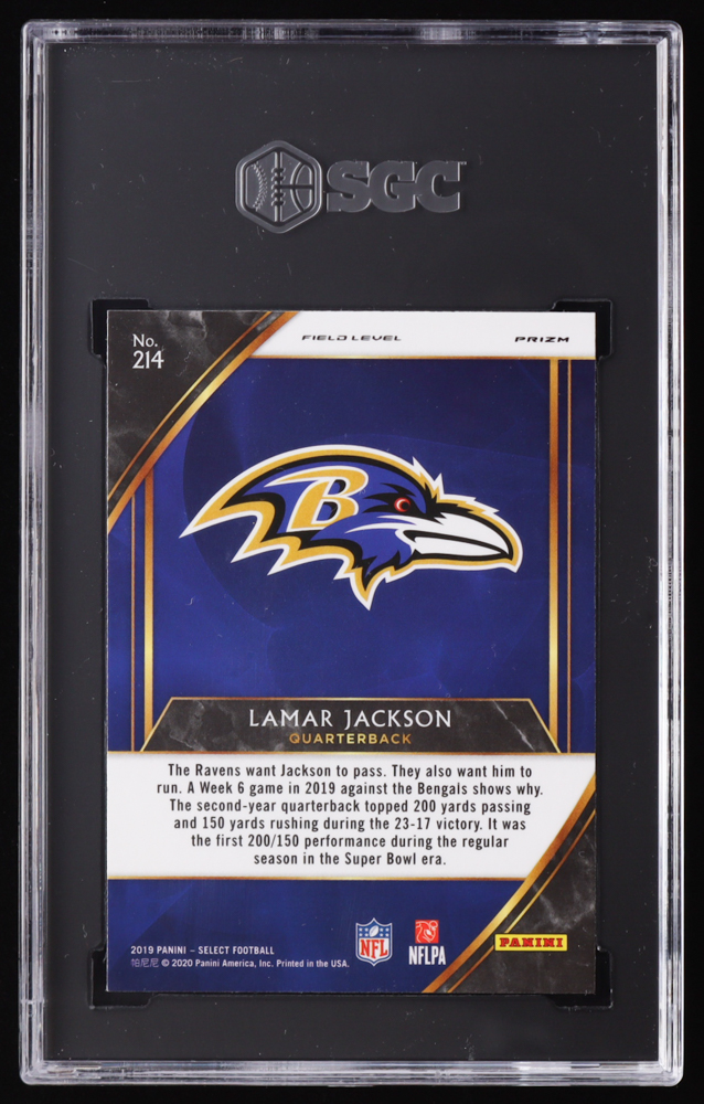 Lamar Jackson 2019 Select Prizm Silver #214 (SGC 10) at PristineAuction.com Lamar Jackson 2019 Select Prizm Silver #214 (SGC 10) at PristineAuction.com