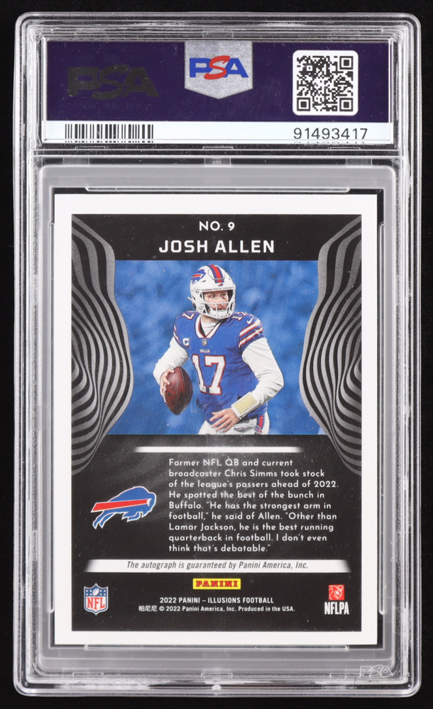 Josh Allen 2022 Panini Illusions Trophy Collection Signatures #9 #06/15 EXCH (PSA 10) at PristineAuction.com Josh Allen 2022 Panini Illusions Trophy Collection Signatures #9 #06/15 EXCH (PSA 10) at PristineAuction.com