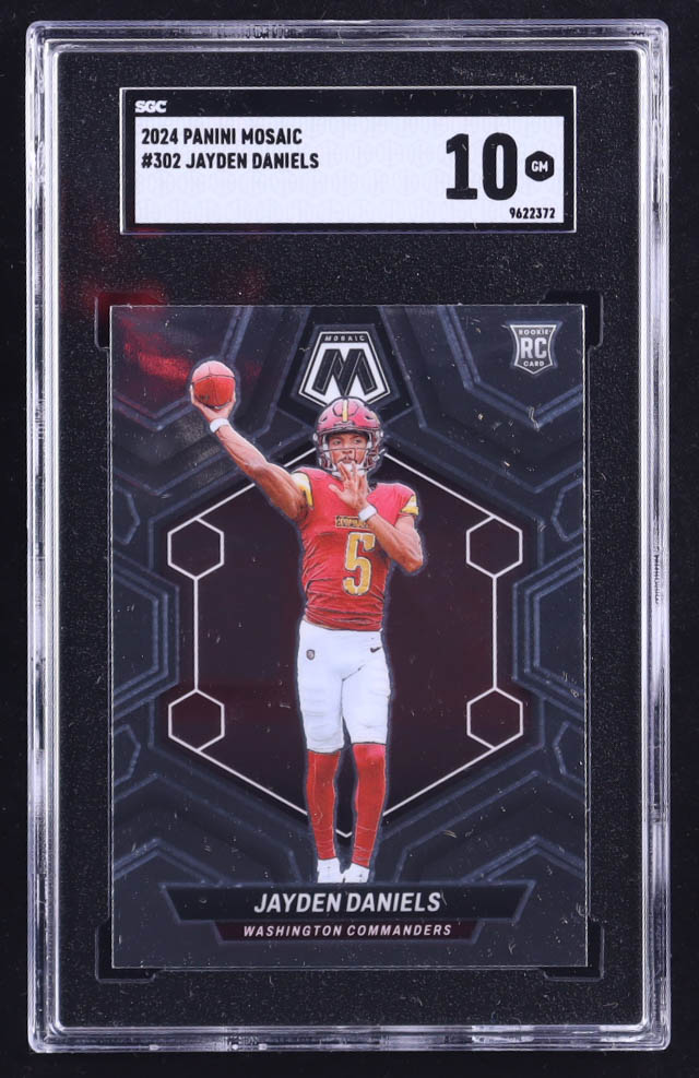 Jayden Daniels 2024 Panini Mosaic #302 RC (SGC 10) at PristineAuction.com Jayden Daniels 2024 Panini Mosaic #302 RC (SGC 10) at PristineAuction.com