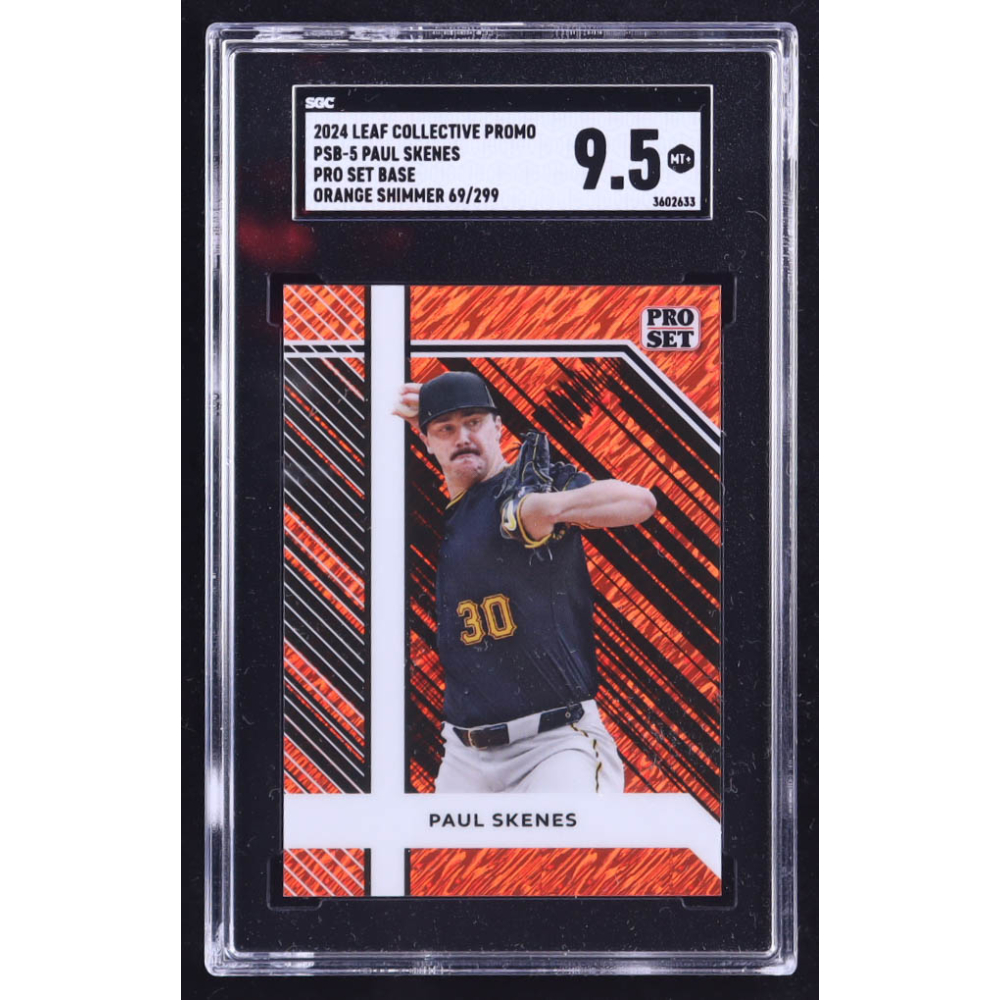 Paul Skenes 2024 Leaf Collective Promo Pro Set Base Shimmer Orange #PSB5 #069/299 RC (SGC 9.5) at PristineAuction.com