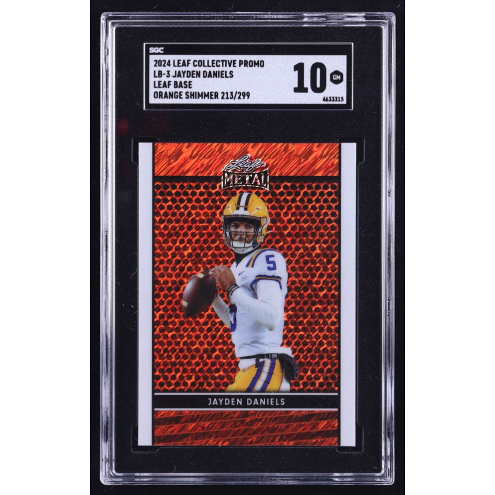 Jayden Daniels 2024 Leaf Collective Promo Leaf Shimmer Orange #LB3 #213/299 RC (SGC 10) at PristineAuction.com
